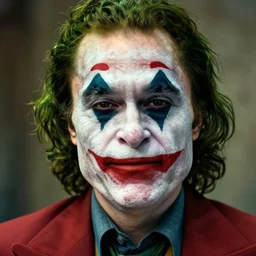 elon musk as joker, long green curly hair, 8 k, highly detailed face