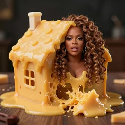 house covered in melted cheese getting eaten by lizzo, 8 k, 4 k uhd, realistic, super detailed, very detailed, detailed