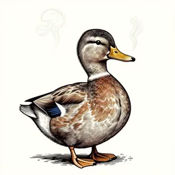 a vector illustration of a smoking duck in lowbrow art style, highly detailed, elegant, intricate