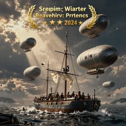 Steampunk naval battle with airships