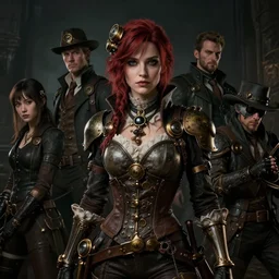 A beuatiful portrait of a women in the  steampunk style by Greg Rutkowski, Sung Choi, Mitchell Mohrhauser, Maciej Kuciara, Johnson Ting, Maxim Verehin, Peter Konig, Bloodborne, 8k photorealistic, cinematic lighting, HD, high details, dramatic, dark atmosphere, trending on artstation