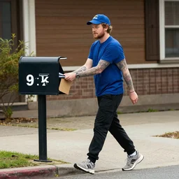 dslr photo still of post malone as a mailman walking on a street delivering mail, 8 k, 8 5 mm f 1 6