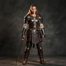 hyper realistic photo of barbarian warrior girl, full body, cinematic, artstation, cgsociety, greg rutkowski, james gurney, mignola