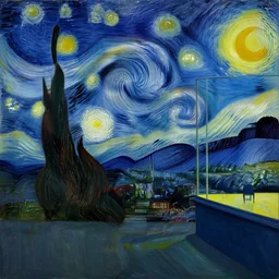 starry night in the style of Edward Hopper