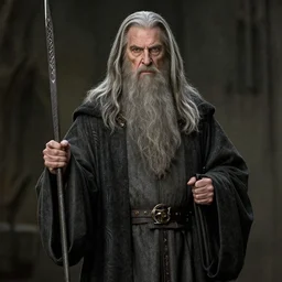 Christopher Lee as Gandalf, the gray in The Lord of the Rings, fantasy concept art by J.Dickenson and Greg Rutkowski