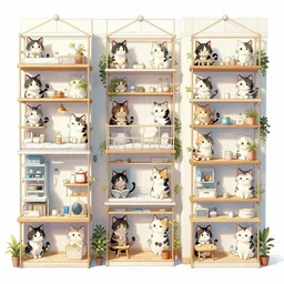 crazy cat apartments, extremely detailed, sharp focus, wide view, full body shot, smooth, digital illustration, by james jean, by rossdraws, frank franzzeta, mcbess, sakimichan