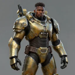 an african american in the assault powered armor, style game square enix life, trending on artstation, painted by greg rutkowski, render naughty dog, octane render, detailed