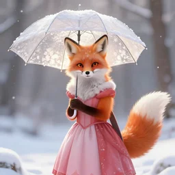 a fox princess holding an umbrella, snow, backlighting, trending on artstation, digital art, furry art, trending on furaffinity, fantasy art