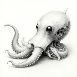 A photo realistic sketch of a cybernetic nautilus.