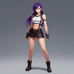 full body shot of tifa lockhart with purple hair, concept art trending on artstation