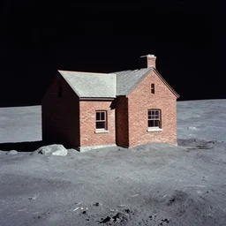 brick house on the moon's surface, 1970s photograph