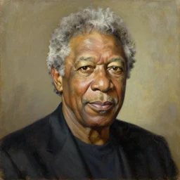 morgan freeman portrait, oil painting, picasso