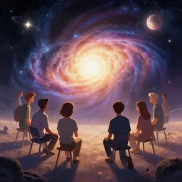 Meeting God in the universe, digital art, trending on art station