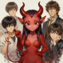 a cute demonic! mascot character posing for a picture, digital painting, masterpiece by rembrandt and thomas kinkade and frank frazetta and kentaro miura, by reiq and tite kubo, stylized yet realistic faces and anatomy, advanced lighting technology, beautiful, gorgeous brush strokes