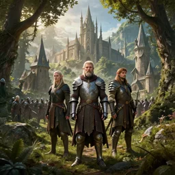elves with armors foot soldiers in rivendel forest city, epic masterpiece of cinematographic hyperrealism, realistic shaded lighting poster by craig mallismo, artgerm, jeremy lipkin and michael garmash, unreal engine, radiant light, detailed and intricate environment, digital art, art station trends