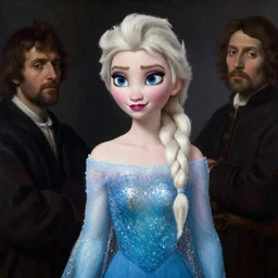 a masterwork portrait of elsa from frozen in the style of a renaissance painting, insane detail, chiaroscuro oil painting, jan matejko, caravaggio, jan van eyck, trending on artstation, artgerm