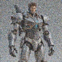 photo of a man wearing a mech suit, 3D, ultra detailed
