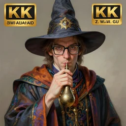 an anthropomorphic beautiful male wizard portrait blowing a bong wearing colourful robe, perfect square glasses, fine art, wizard hat, award winning, intricate, elegant, sharp focus, octane render, hyperrealistic, wizard hat, cinematic lighting, highly detailed, digital painting, 8 k concept art, art by jamie hewlett and z. w. gu, masterpiece, trending on artstation, 8 k
