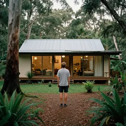 a man in a house in the woods in australia