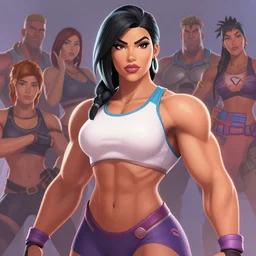 portrait of sombra from overwatch as a beautiful female bodybuilder amazon with plump lips, elegant, fantasy, hd shot, digital portrait, beautiful, artstation, comic style, by artgerm, guy denning, jakub rozalski, magali villeneuve and charlie bowater