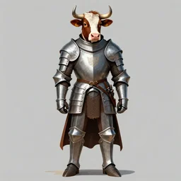 cowwearing medieval suit of armor, illustration, concept art, art by wlop