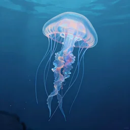 detailed cyberpunk jellyfish, blue tones, underwater, full frame, highly detailed, digital painting, artstation, concept art, smooth, sharp focus, illustration, art greg rutkowski and alphonse mucha