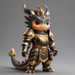 A cute anthropomorphic dragon warrior stands tall wearing black and gold plate armor, cute and adorable, pretty, beautiful, DnD character art portrait, matte fantasy painting, DeviantArt Artstation, Character design, intricate artwork by Tooth Wu and greg rutkowski, cinematic, hyper realism, high detail, Vibrant colors, Smooth gradients, High contrast, depth of field
