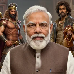 Modi staring at you, 3d scene, render, ultra realistic, zenith view, Frank Frazetta, Richard Corben, Moebius, Greg Rutkowski, artstation, cgsociety, level design, unreal engine, 3d scene, render, ultra realistic