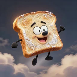 powdered toast man flying in the clouds, ren & stimpy, cartoon style