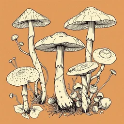1 9 0 0's flora sketches of wild mushrooms