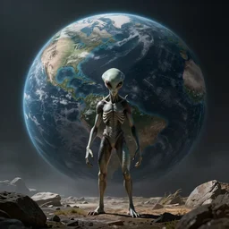 a photorealistic alien making contact with earth for the first time