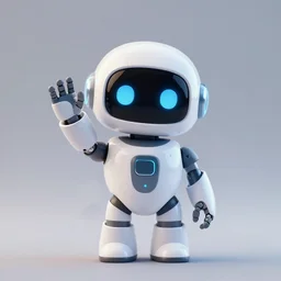 Photo Of  A Cute Futuristic Robot Waving At You, 4K, Photorealistic
