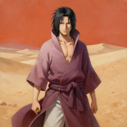oil painting of madara uchiha at the desert trending on artstation by greg rutkowski