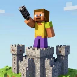 dream smp minecraft cartoon wilber soot holding a dynamite stick on top of a castle, digital art, detailed illustration, featured on artstation, key lighting