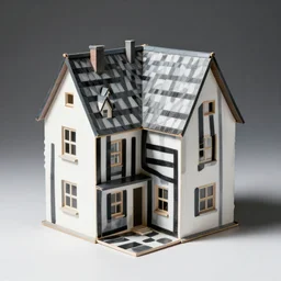 photo of an impossible house optical illusion, studio photo