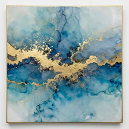 seascape, alcohol ink painting with gold filigree, very beautiful masterpiece, stunning, gorgeous