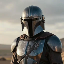 photo of rowan atkinson in mandelorian armor helmet off, high res, realistic, high detail