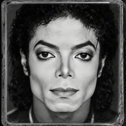 tintype centered macro head shot photo of michael jackson