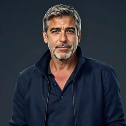 george clooney, a page from cyberpunk 2 0 2 0, style of paolo parente, style of mike jackson, adam smasher, johnny silverhand, 1 9 9 0 s comic book style, white background, ink drawing, black and white, mid - shot