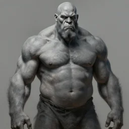 a highly detailed portrait painting of goliath, 7'3 tall, muscular, bald, grey skinned, by greg rutkowski and alphonse mucha, sharp focus, matte, concept art, artstation, digital painting
