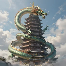 gigantic tower, majestic japanese dragon winding around it, reaching for the sky, wadim kashin, artstation, 4 k, concept art, grimgar