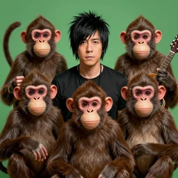 green day band if they were monkeys, digital art, illustration, high detailed