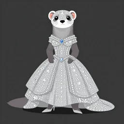 detailed flat 2 d : ferret character : wearing diamonds : wearing a stravagant dress : wearing stiletto : head torso legs feet : artstation