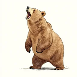 a drawing of a roaring bear in the style of ralph steadman, ink and water colors, stunning detail, sylish, fearsome
