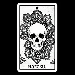 a beautiful fractal tarot card featuring bold occult imagery with clean lines. skullpunk. haeckel. detailed adult coloring book