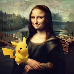 a new Pokemon inspired by a punk goth mona Lisa and a tamagotchi pet
