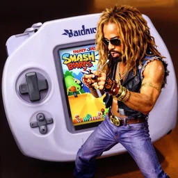 lenny kravitz playing smash brothers on the gamecube, digital photography,