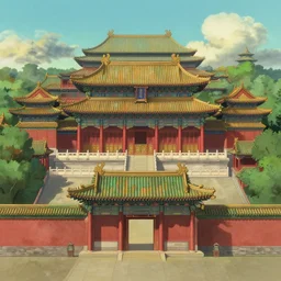 symmetry!!! gorgeous chinese palace group, by stuio ghibli