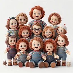 a photograph grandparents with many diabolical dolls, poppy playtime style, cursed dolls, with crazy laughs and crazy eyes, running a lot of butterflies, taken by martin parr, saturated colour photo kodachrome
