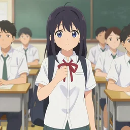an anime art about a school boy / girl with his / her classmates, anime, art station
